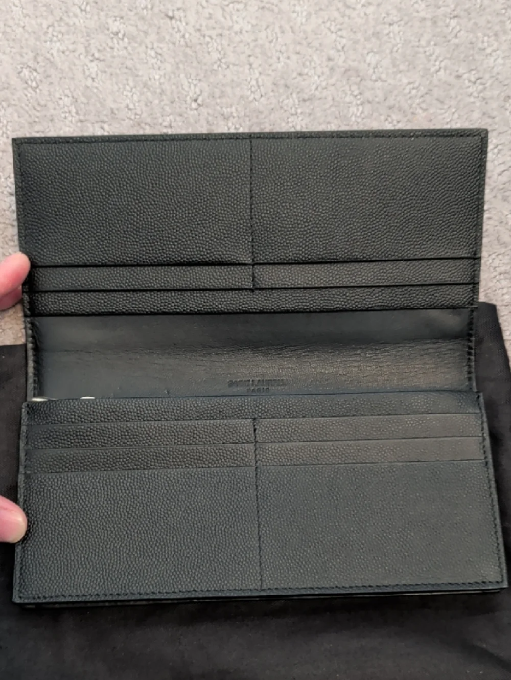 Saint Laurent Black Pebbled Leather Long Wallet - Picture 2 of 7